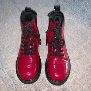 Dr. Martens Glitter Red Kids Combat Boots